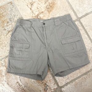 Vintage Natural Issue Men’s Cargo Shorts cotton Velcro pockets stretch waist 36